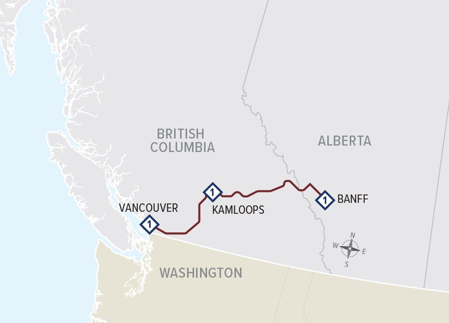 Rocky Mountaineer First Passage to the West Map